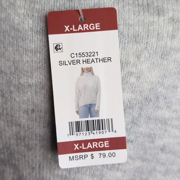 Vince Camuto XL Light Gray Silver Long Dolman Sleeve Turtle Neck Sweater, NEW - Picture 8 of 12